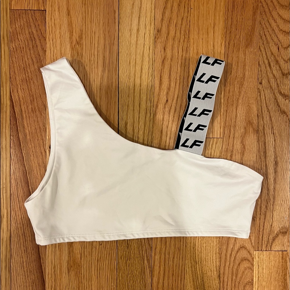 LF White One Shoulder Band Crop Top